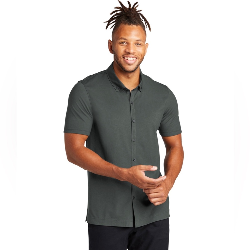 Men's Charcoal Short Sleeve Button Down Shirt